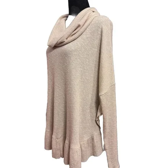 Anthropologie Sweater Large Cream Color Gold Metallic Thread Lagenlook Slouchy - Picture 4 of 8